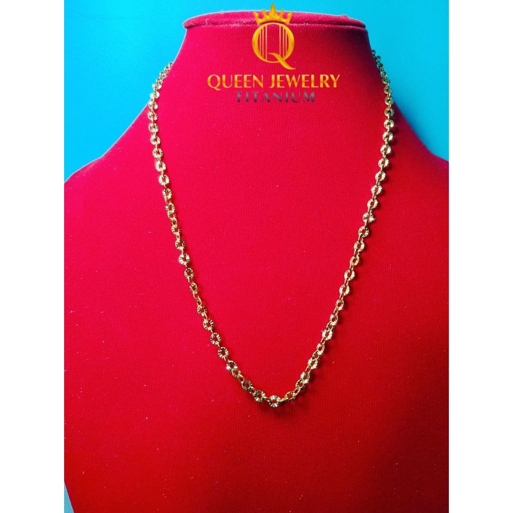 Kalung Titanium Model Bunga Spiral Berkilau Elegan | Queen Jewelry Titanium