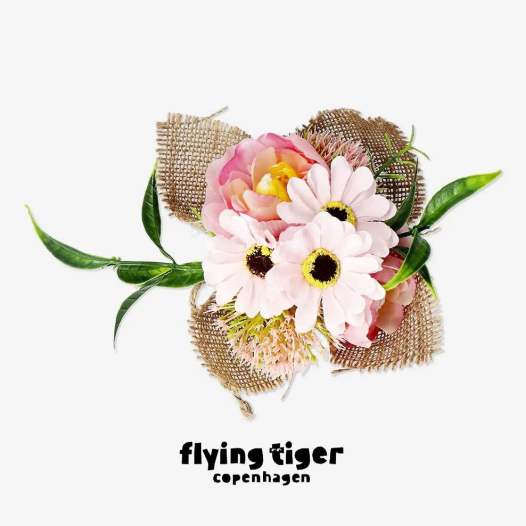 Official Flying Tiger Artificial Flowers Recycled Pe In Jute Pink 15x17.5x15 buket bunga dekorasi me