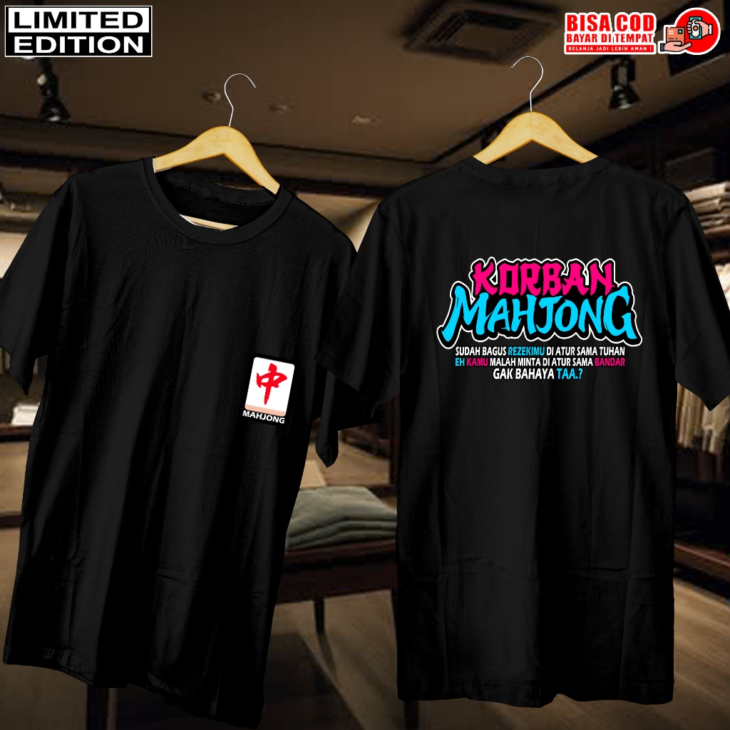 KAOS DISTRO HITAM JEPANG | BAJU KAOS PRIA WANITA | KAOS JEPANG KORBAN MAHJONG PINK BIRU SUDAH BAGUS|