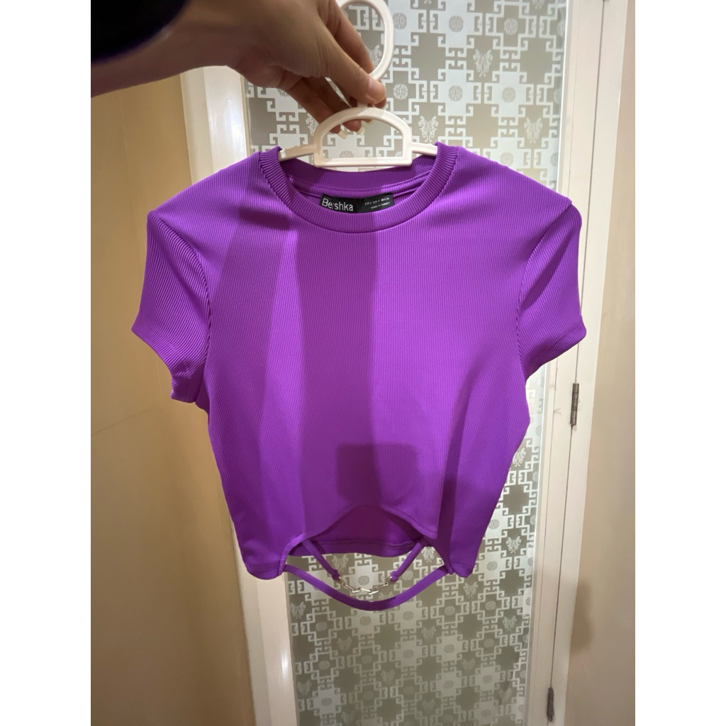 crop ungu bershka crop bershka atasan crop ungu