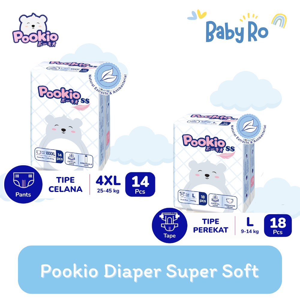 Pampers New Born | Popok Bayi Murah |  Pampers XL | Pookio Popok Super Soft Pants - Tape