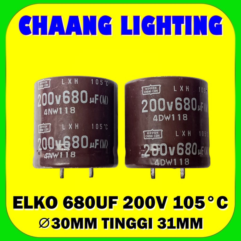 680UF 200V KAPASITOR ELKO 680UF 200V CAPASITOR ELCO 680UF 200V 105°C NIPPON