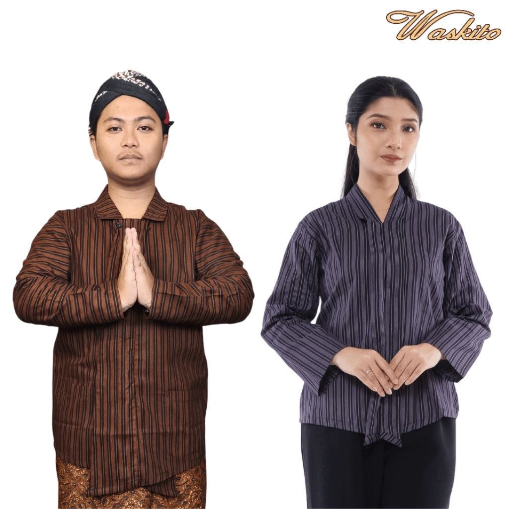 Waskito - Batik Sorjan Lurik Pria Baju Adat Jawa Lurik Premium Katun Halus SJ 101081