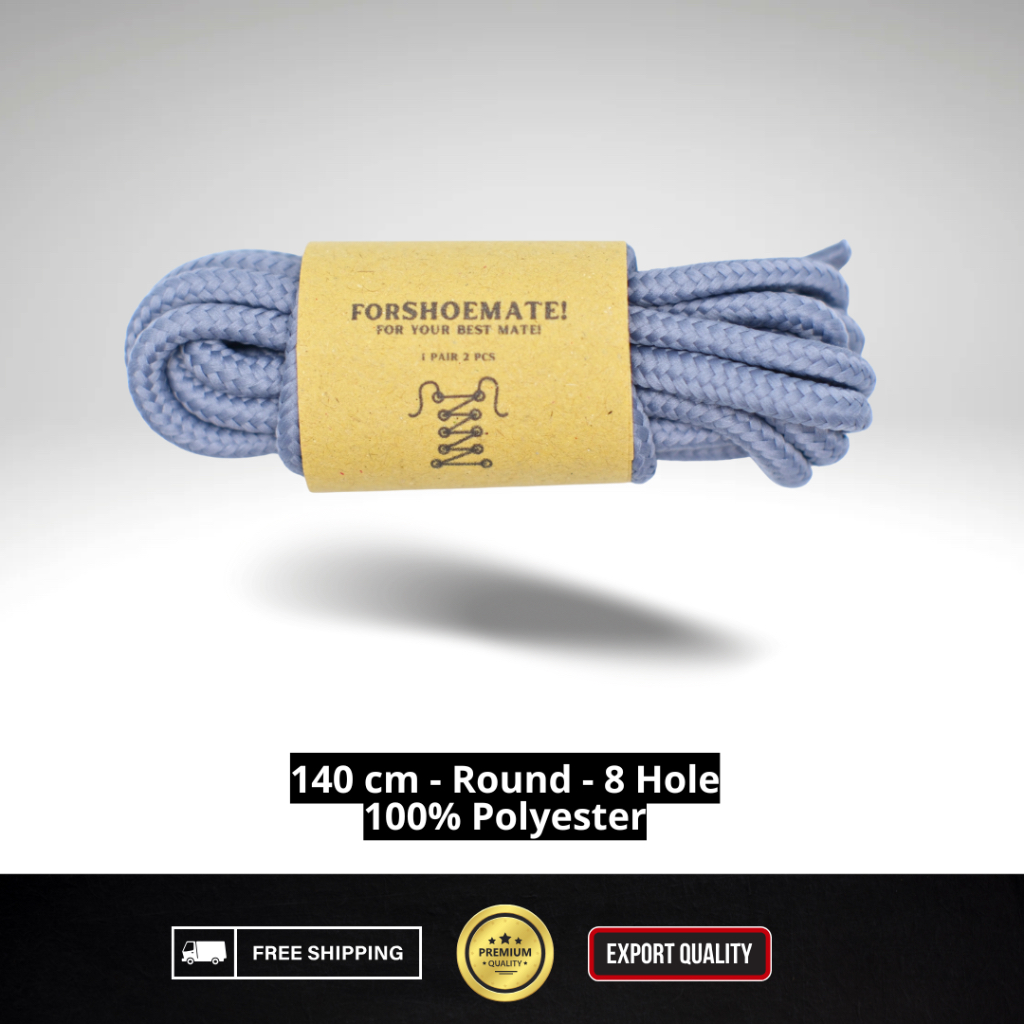 ForShoemate Tali Sepatu | Light Blue | Tali Sepatu Bulat 140 cm Tali Sepatu 8 Hole 8 Lubang Tali Sep