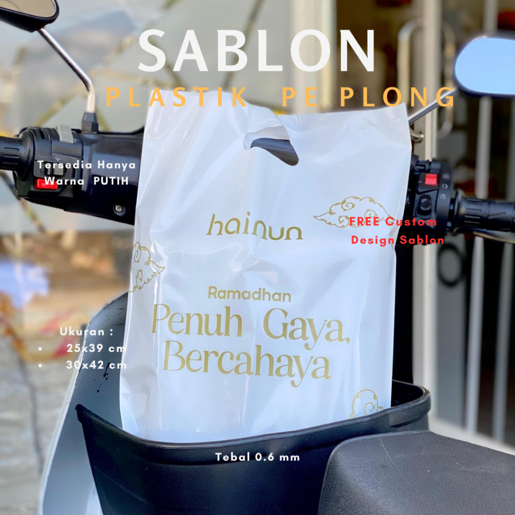 Sablon Kantong Plastik PE Plong PUTIH TEBAL