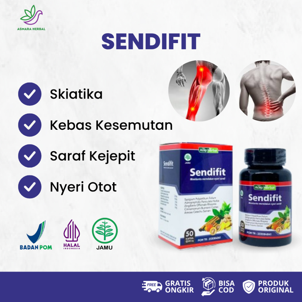 Sendifit Obat Skiatika Nyeri Bokong Saraf Kejepit Sciatica Kebas Kesemutan Cedera Nyeri Otot Tegang