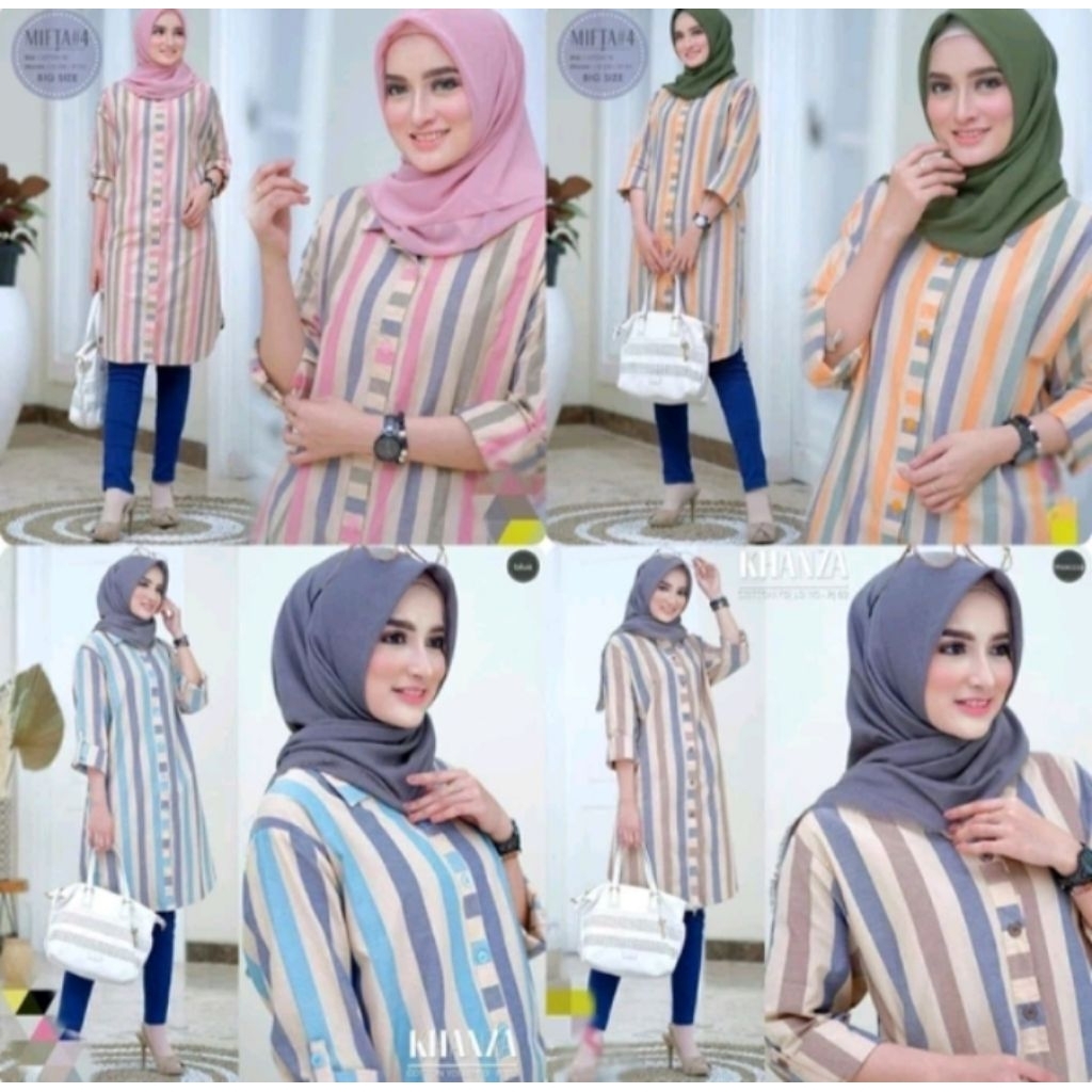 Atasan Tunik Salur Wanita Dewasa Terlaris Ukuran All Size