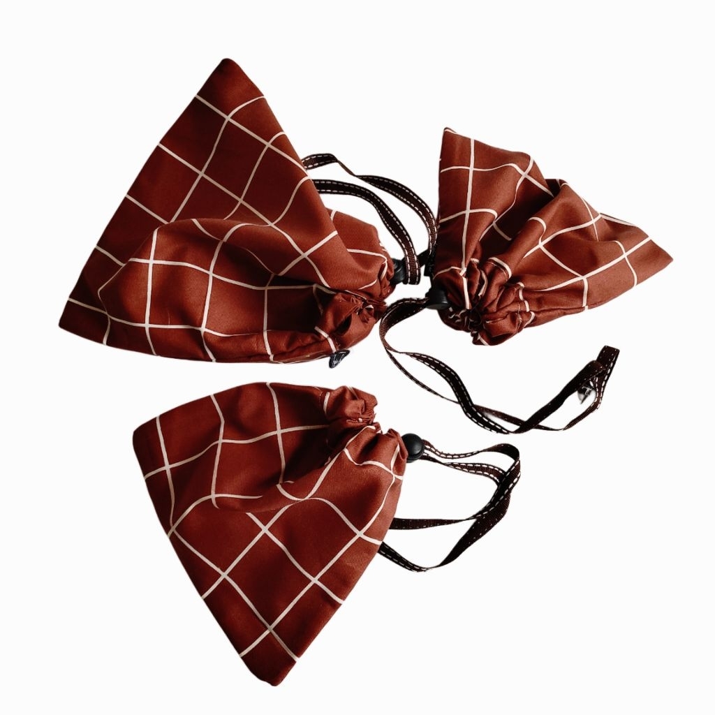 Pouch serut kantong tas kain katun dompet serut