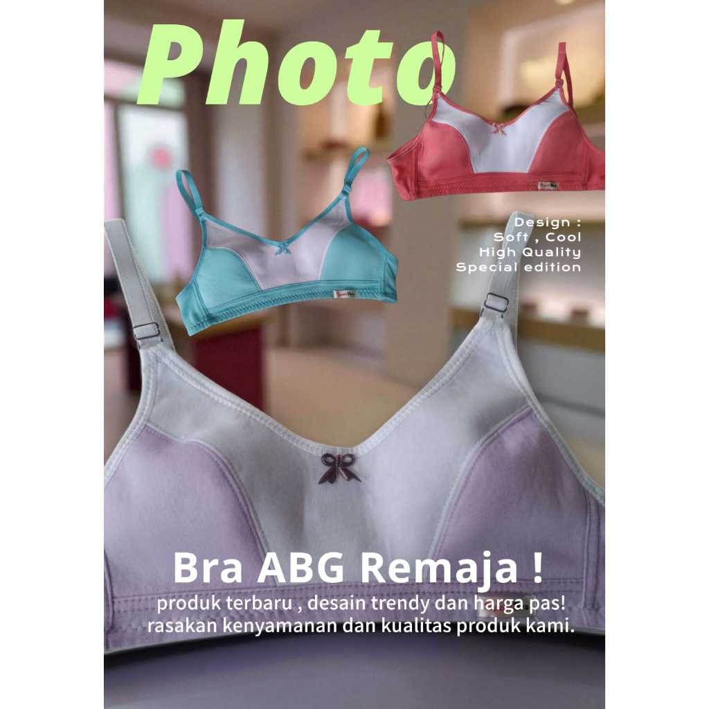 Paket 3 Pcs Bra ABG BH Remaja Anak SMP SMA Tanpa Kawat Tanpa Busa