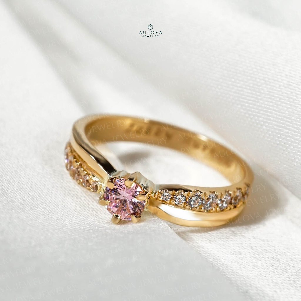 CINCIN KAWIN CEWEK TUNANGAN LAMARAN NIKAH SINGLE BAHAN EMAS PUTIH 50% DESIGN BY AULOVA JEWELRY