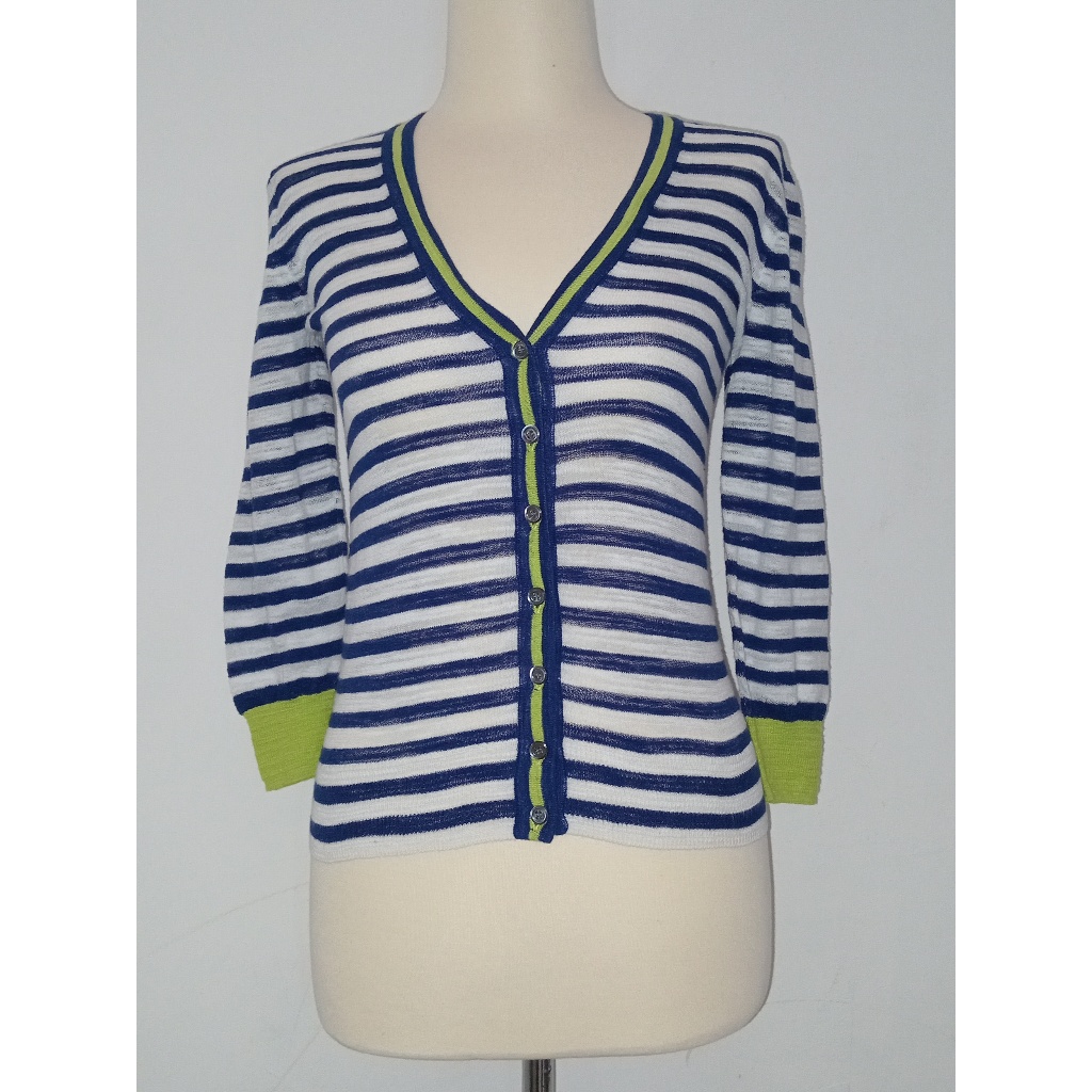 [PRELOVED] Good Atasan Wanita Blouse Garis-Garis Biru Putih J.CREW Size XS