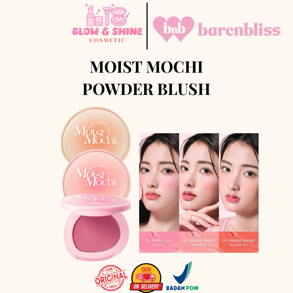 BARENBLISS MOIST MOCHI PASTE POWDER BLUSH 01 BERRY LAVA | 02 PEACHY BEACH | 03 SUNSET MANGO