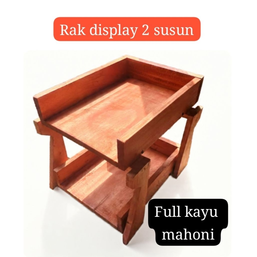 baki /nampan susun 2 etalase meja jualan full kayu mahoni