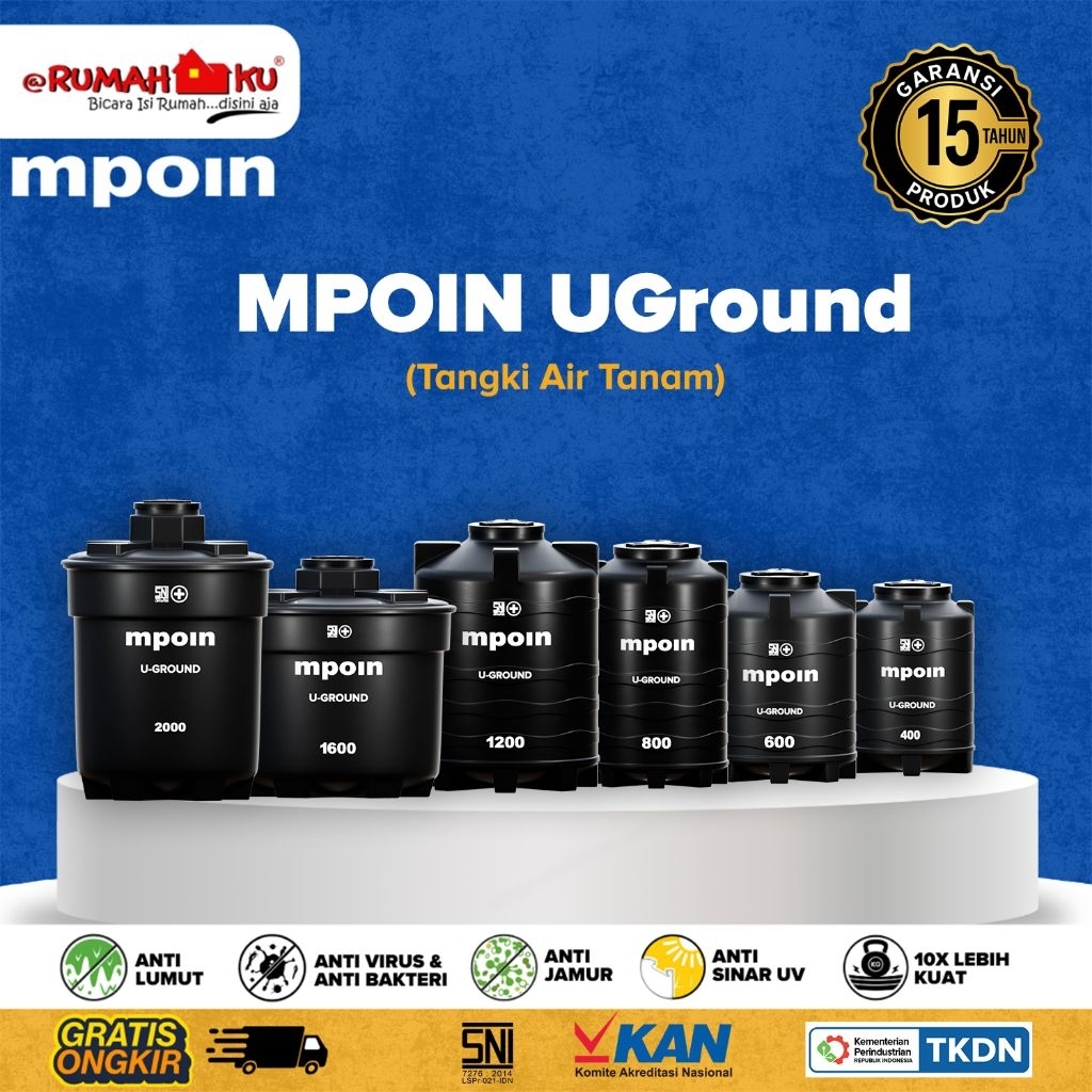 Rumahku MPOIN U-Ground Toren Air Tangki Pendam | MPOIN U-Ground 400 ltr s/d 2000 ltr -Anti Bakteri A