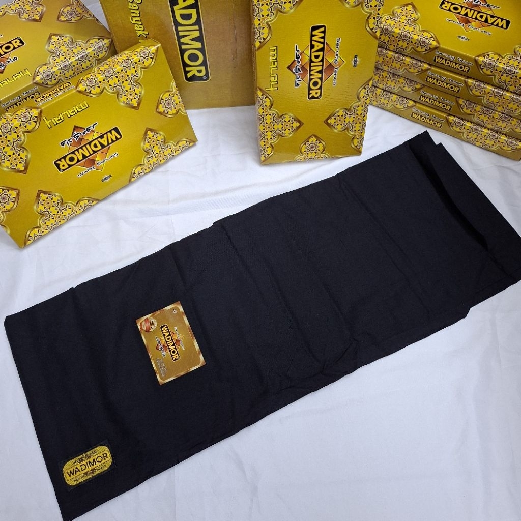 Sarung Wadimor Motif Hitam Polos / Sarung Dewasa Bahan Adem Dan Lembut Terlaris