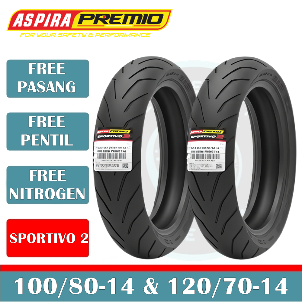 Paket Ban Motor ASPIRA PREMIO SPORTIVO 2 100/80-14 & 120/70-14 Tubeless Ban Motor Vario 160 Ban Depa