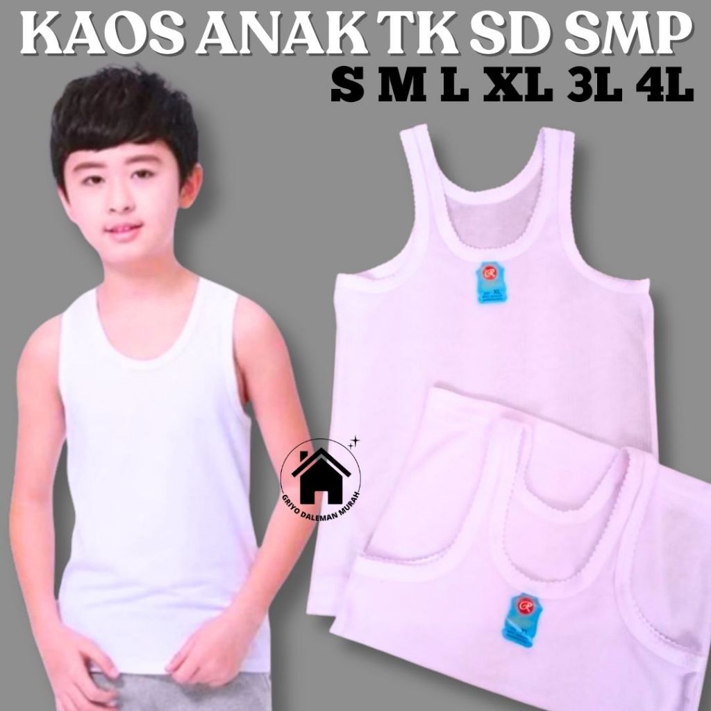 GROSIR 12PCS Kaos Dalam Anak TK SD SMP SMA / Singlet anak putih