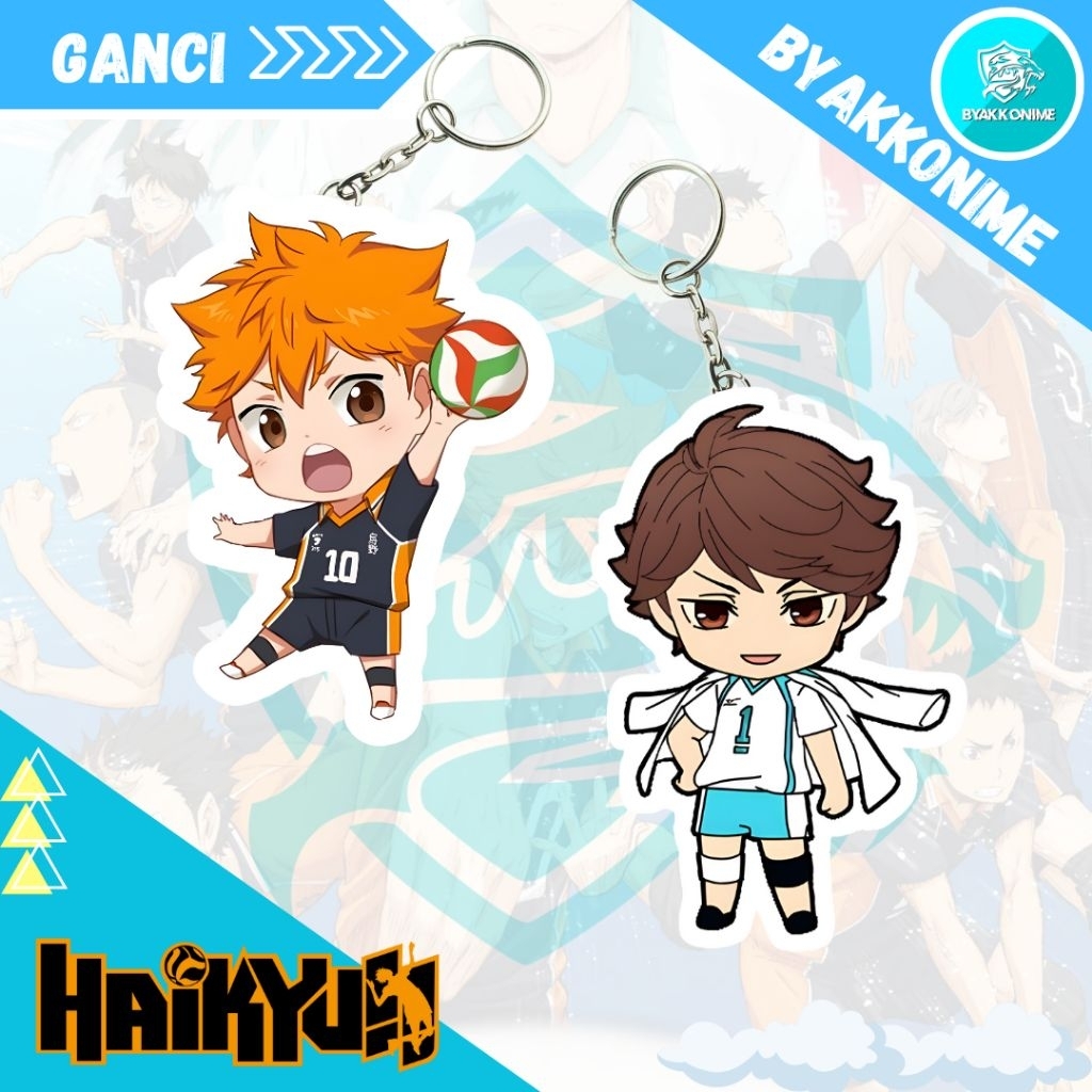 Keychain Acrylic Anime Haikyuu - Hinata Shouyo, Oikawa Tooru Ganci Anime Akrilik