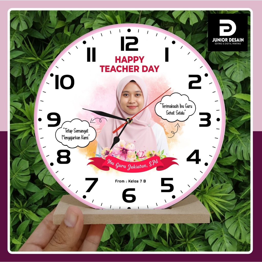 Kado Hadiah Teache's Day Hampres Jam Meja Custom Untuk Kenang-Kenangan Guru