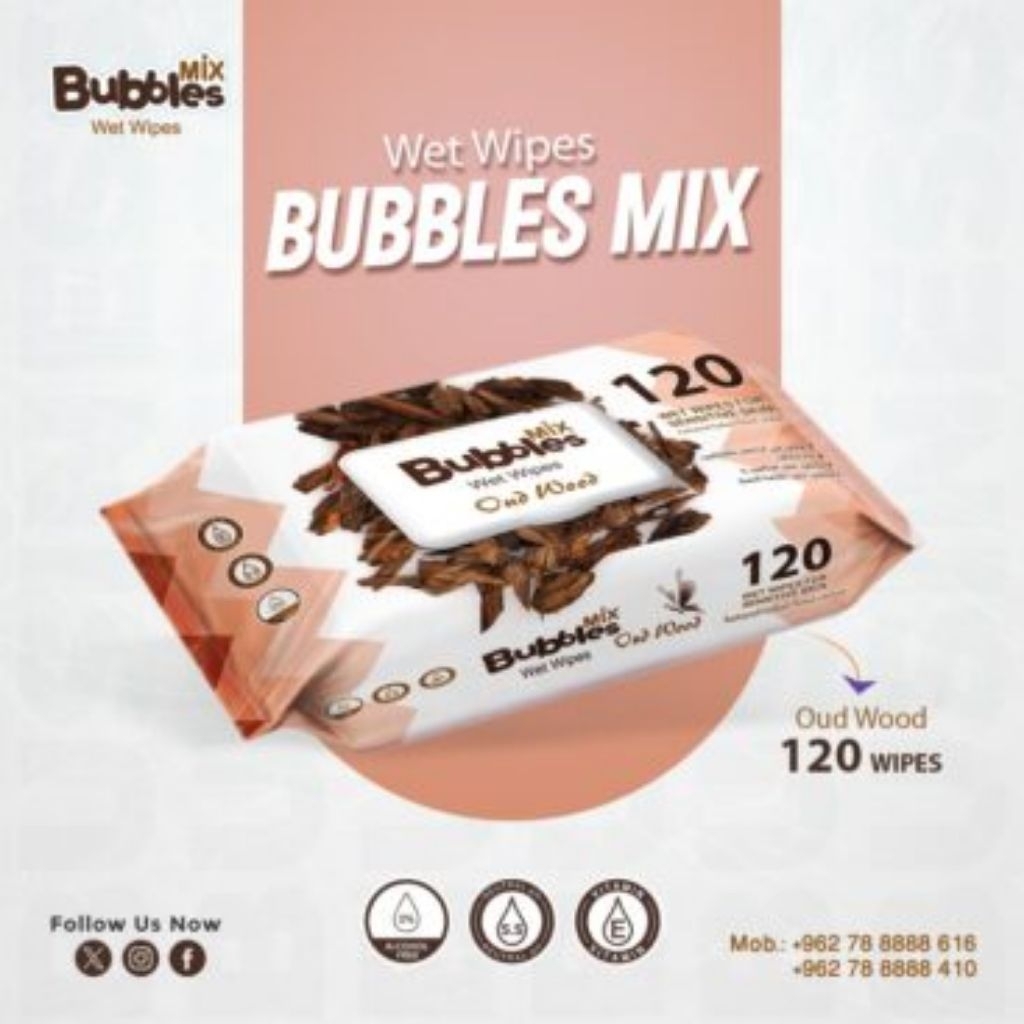 Bubbles Mix Wet Wipes Isi 120s - Tisu Basah Aroma Gaharu Tissue