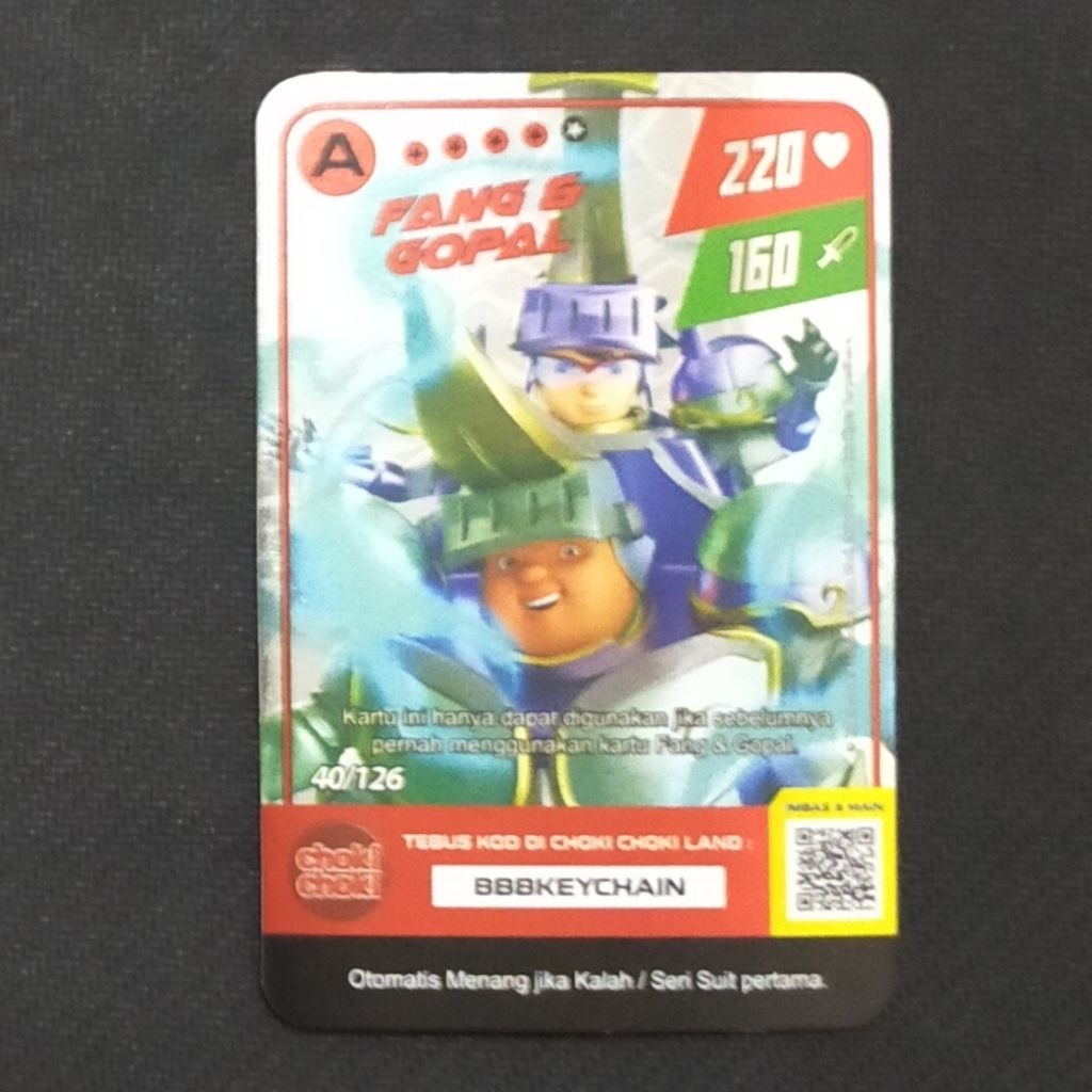 Boboiboy Monsta Galaxy Card Fang & Gopal Choki Choki (Silver)