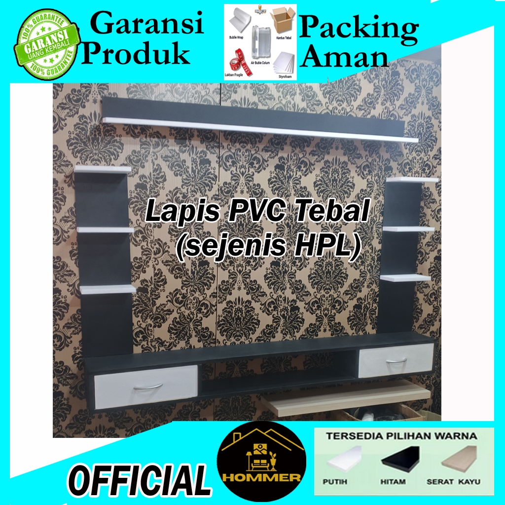 (MODEL JUMBO 160cm)SETT TV DINDING RAK TV GANTUNG MEJA TV RAK SERBAGUNA Buffet Tv