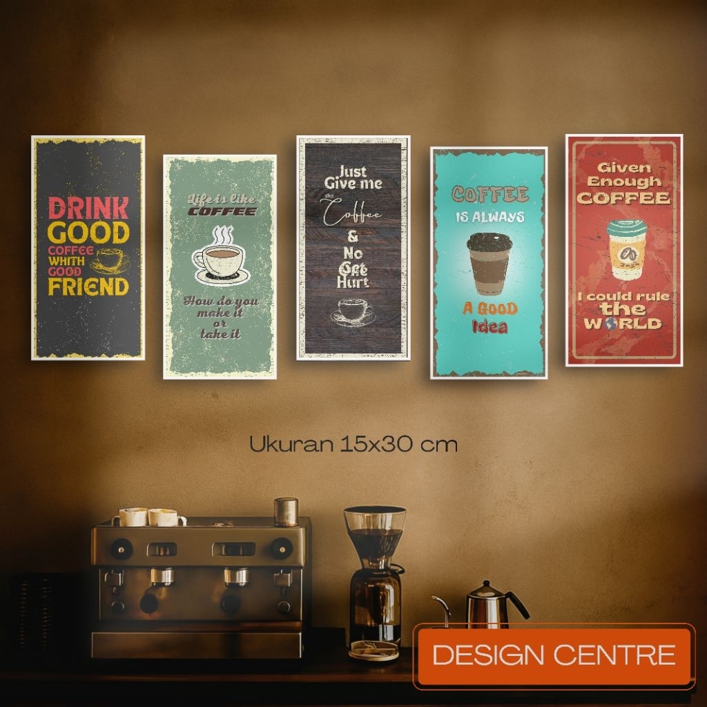 SET31 Hiasan dinding walldecor poster MDF Poster Kopi untuk Cafe