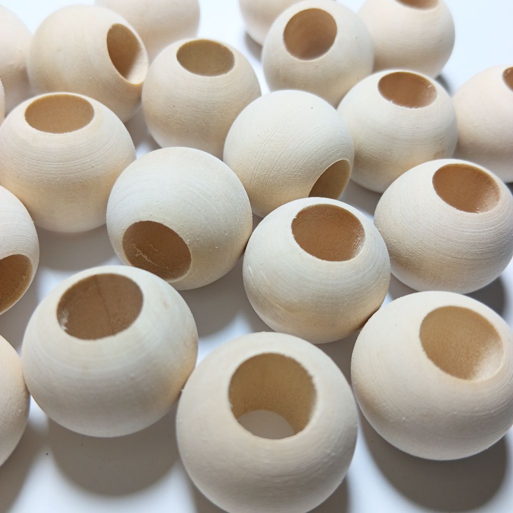 HARGA per 10pcs Manik Kayu lubang besar Manik Kayu lubang 7,5mm  Manik Kayu lubang 8,5mm Manik Kayu 