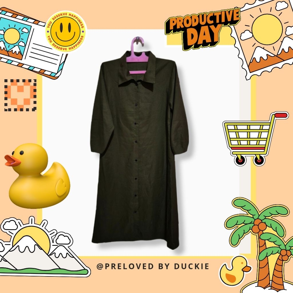 CLOTHES BY DUCKIE tunik/gamis warna ijo army casual