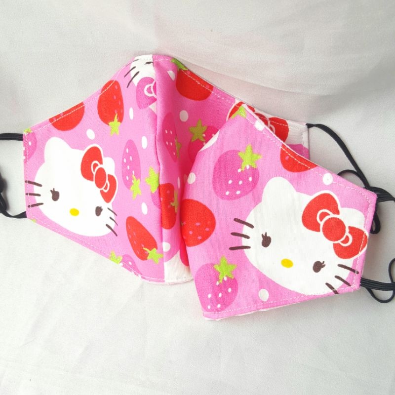 UNICORN UNGU - PINK MINT FLOWER MASKER KAIN KATUN 3PLY EARLOOP DENGAN STOPPER DUCKBILL KUDA PONI PON