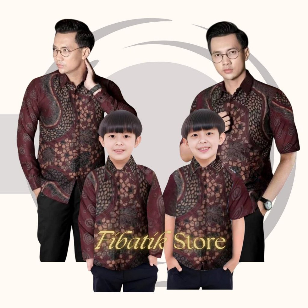 Kemeja Batik Anak Laki-laki Couple Batik Ayah Dan Anak Cowok Lengan Panjang Dan Pendek