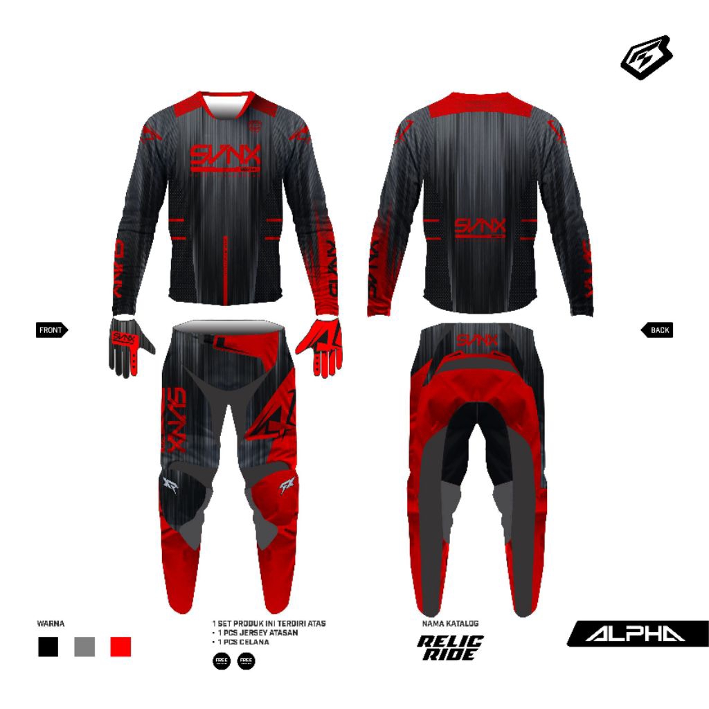 GEARSET SVNX ORIGINAL TYPE ALPHA RELIC RIDE SERIES JERSEY SET MOTOCROSS ORIGINAL JERSEY SET MOTOR TR