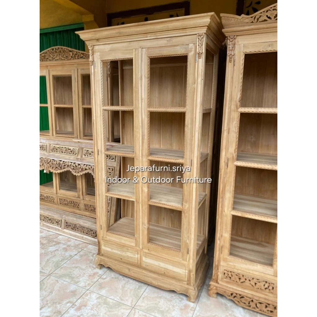 Lemari Hias 2 Pintu Kayu Jati Jepara I Lemari Hias Minimalis Jati Jepara