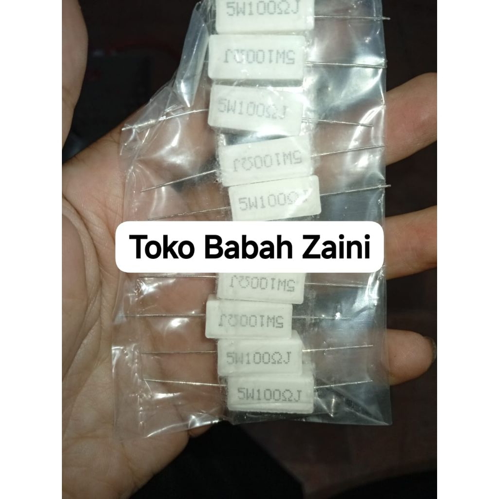 10 pcs resistor 5 watt 100 ohm R 5w R kapur 100r