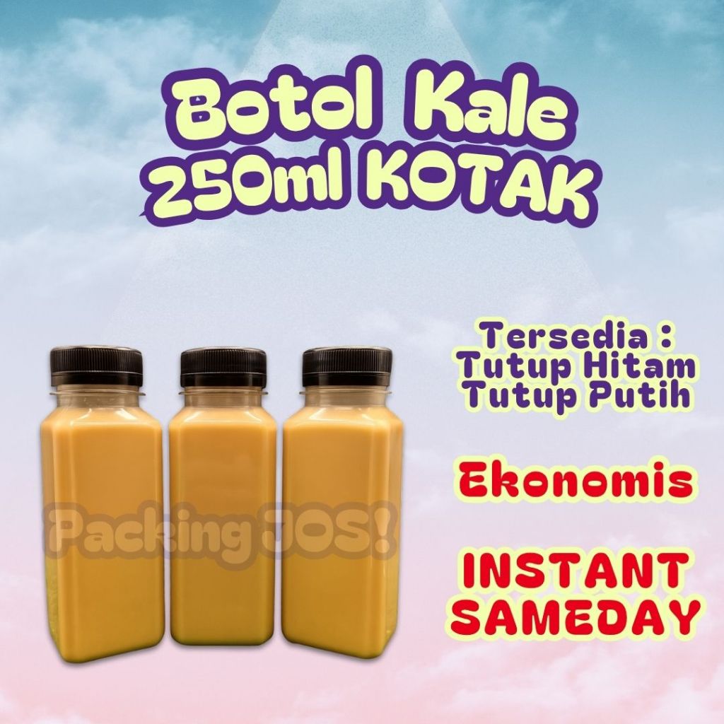 Botol Kale 250ml Kotak / Botol Kick Square Wadah Jus Jamu 250 ml