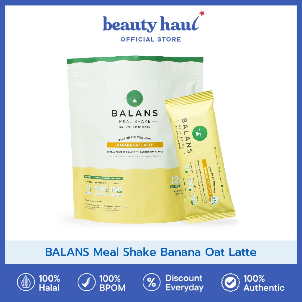 BALANS Meal Shake UYU Series | Banana Oat | Susu Protein & Tinggi Kalsium Rendah Kalori | 12s