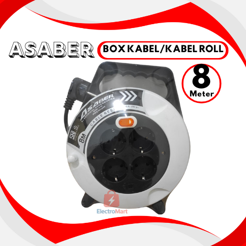 Kabel Box Listrik Premium ASABER 8M & 12M Kabel Roll Body Jumbo Premium SNI Asli - ASABER Box Kabel 