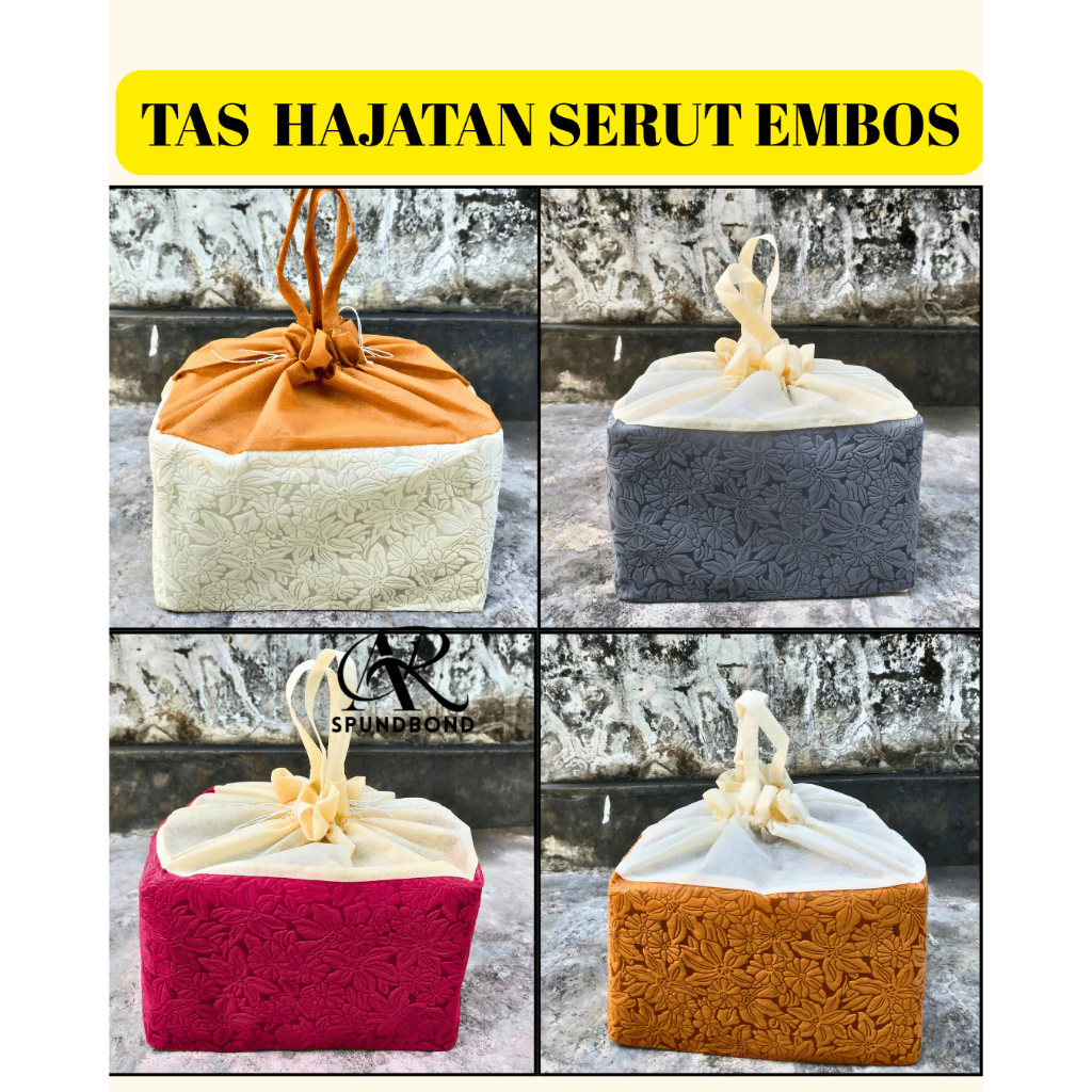 1Lusin Tas Hajatan Serut Embos Spunbond 12pcs | Tas Hajatan Spunbond | Tas Goodiebag