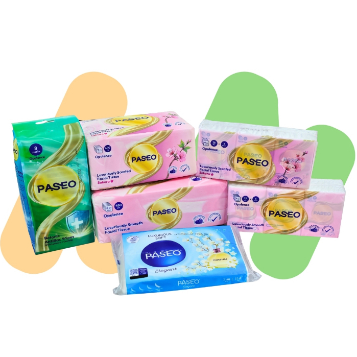 PASEO TISU WAJAH / PASEO FACIAL TISSUE LUXURIOUSLY SMOOTH / TISU BASAH BOTANIC ANTIBAC WIPES