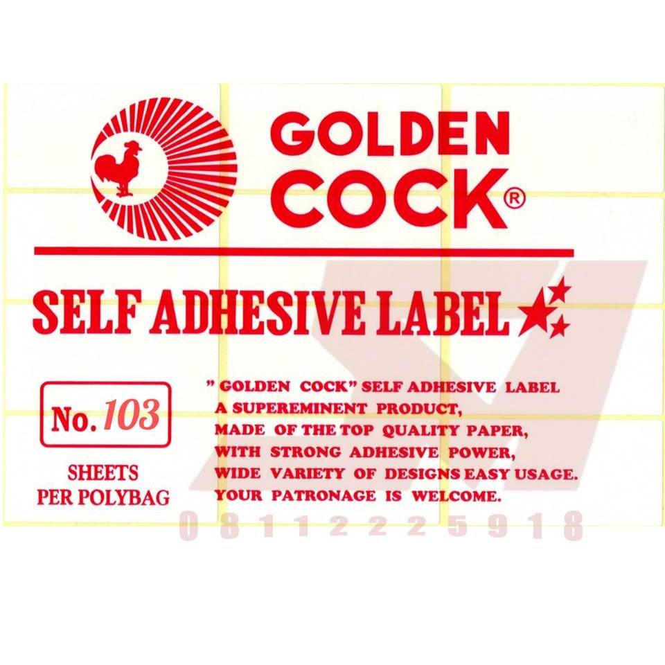 "Golden Cock" Self Adhesive Label Sticker / Undangan / Nama No. 99 - 127 Isi 7 Sheets Per Pak - 99