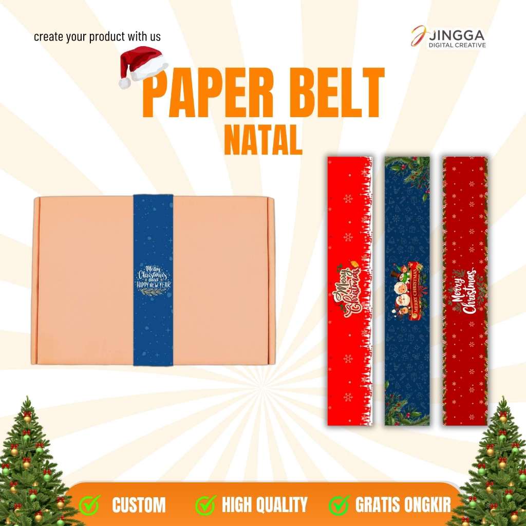 [READY STOCK 30PCS ] Stiker Belt | Stiker Gift hampers Natal | Stiker Belt Natal | Paper Belt Kemasa