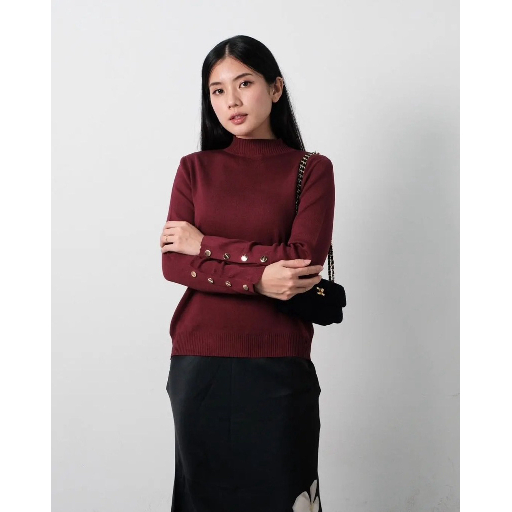 Atasan Blouse Rajut Polos Premium Import Tebal Adem Melar Jumbo Bigsize Lengan Panjang All size