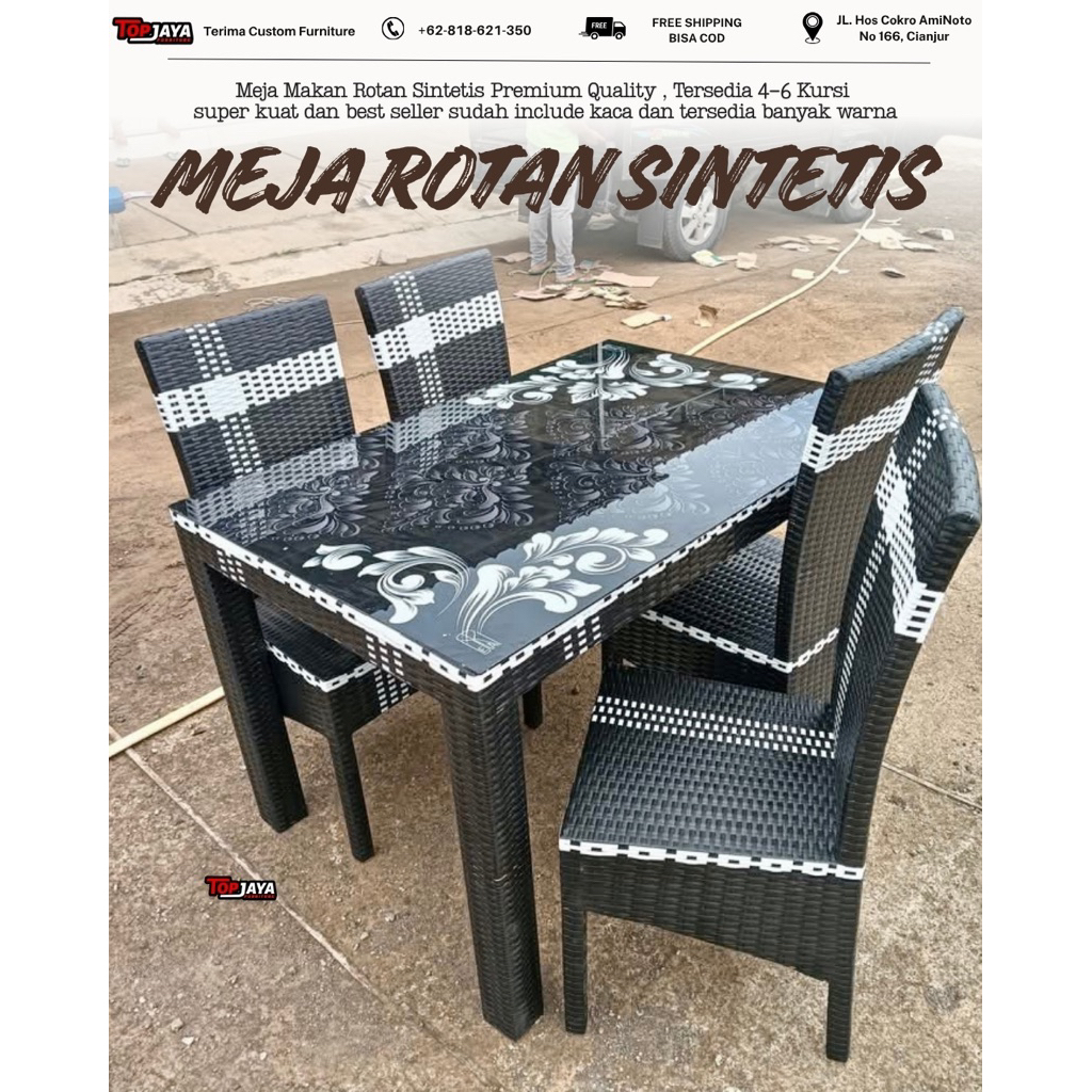 MEJA MAKAN ROTAN SINTETIS
