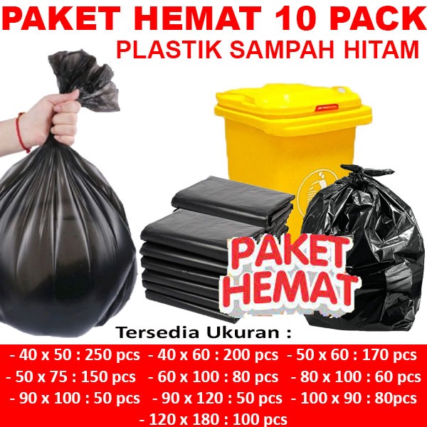 Plastik Sampah isi 10 pack | Kantong Plastik Sampah Hitam | Plastik sampah hitam besar