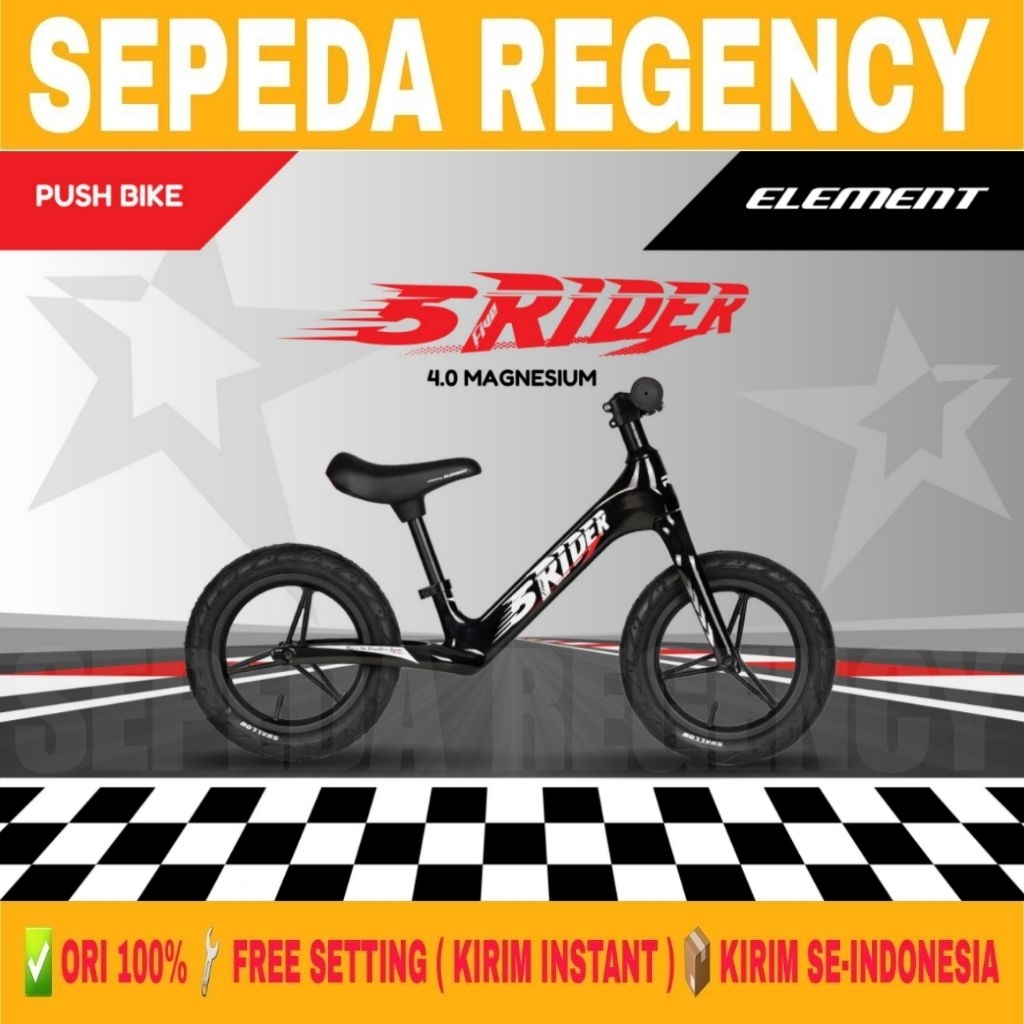 Sepeda Keseimbangan Anak ELEMENT 5RIDER 4.0 MAGNESIUM Balance Bike Push Bike Anak Ban Karet