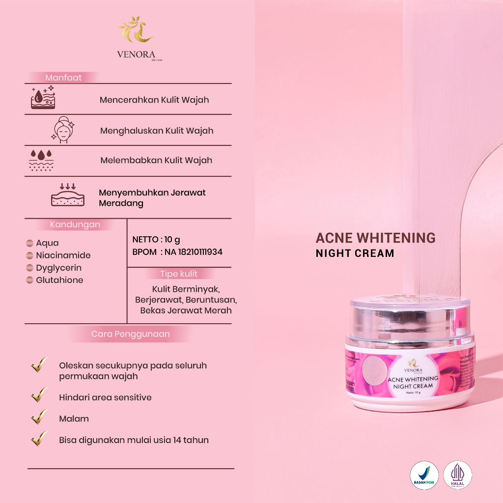 VENORA Acne Whitening Night Cream