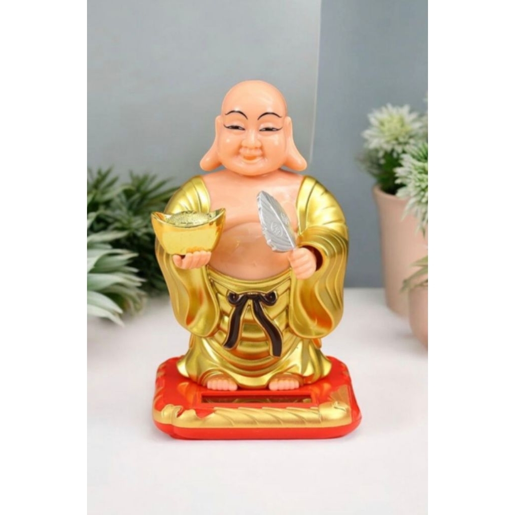 patung pajangan solar  Budha julaihut kipas gold /dasboar mobil
