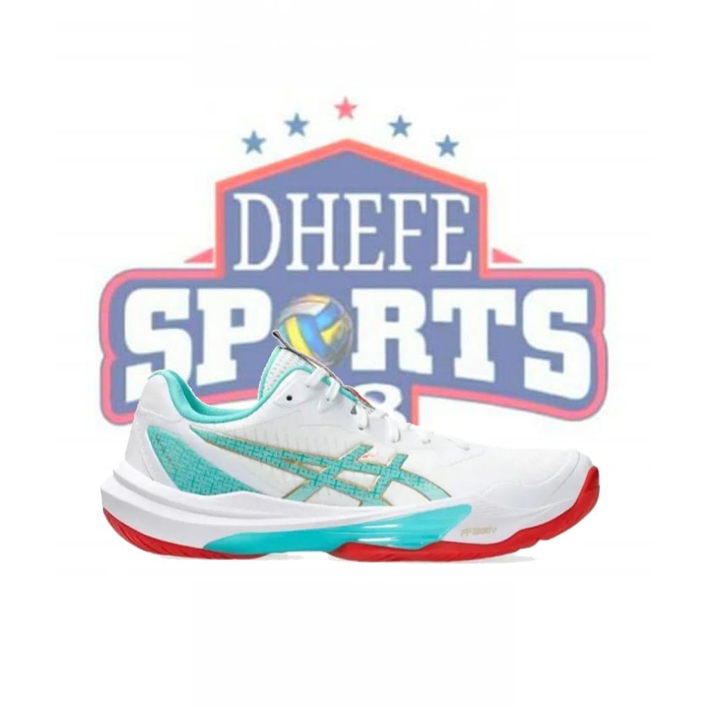 Sepatu Voli Running Padel Sky Elite ff Low White Turquoise blue Sea Glass