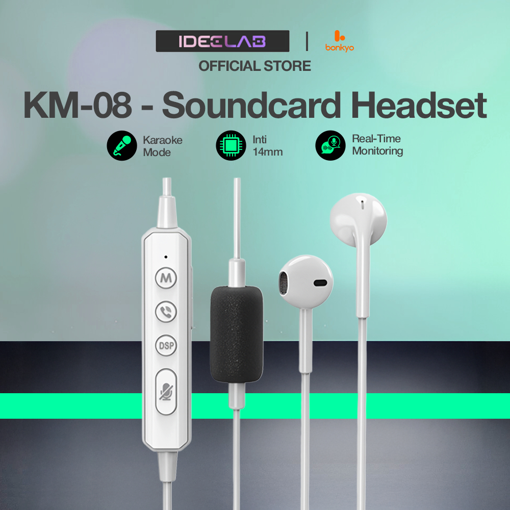 IDEELAB&Bonkyo KM08 Ultra Headphone Sound Card Karaoke System, featuring real-time reverb, voice cha