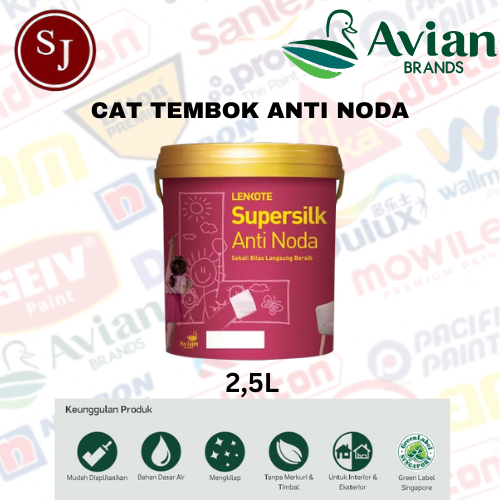 CAT TEMBOK LENKOTE SUPERSILK ANTI NODA 2,5 LITER / AVIAN INTERIOR / ABU ABU N17